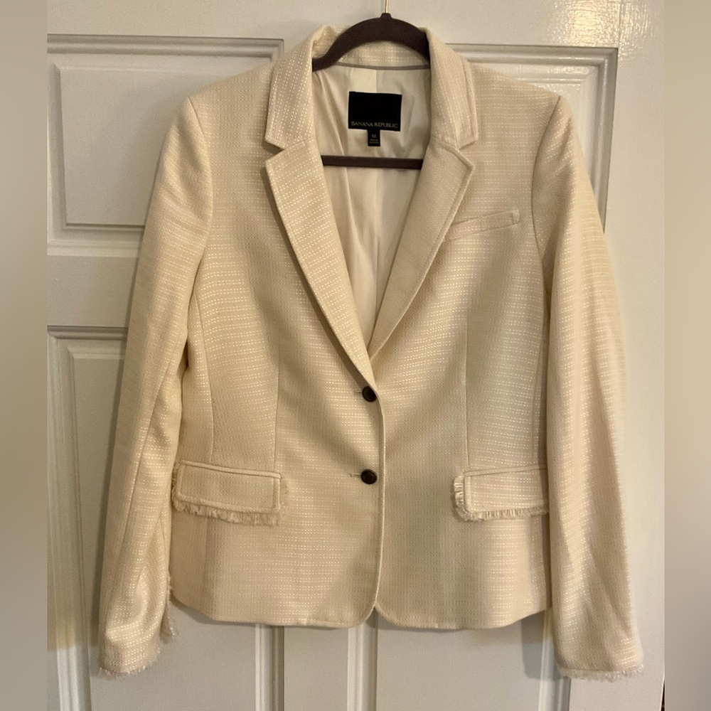 Banana Republic Textured Cream Blazer
